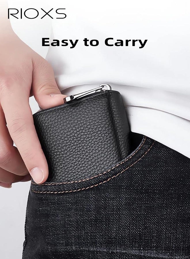 ريوكس محفظة رفيعة للغاية متعددة الوظائف للجنسين مع حماية RFID وفتحات متعددة للبطاقات وجيب للنقود المعدنية وحامل بطاقات صغير الحجم مع 9 فتحات للبطاقات وفواصل، جلد أسود محبب - إكسسوار أساسي للاستخدام اليومي، 11*8*2 سم - Image 5